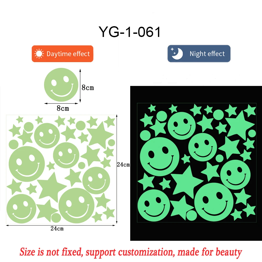 

Luminous Smiley Stars Wall Stickers Golw In The Dark Decor For Room Children's Room Bedroom Art Mural Peel & Stick PVC Wallpaper