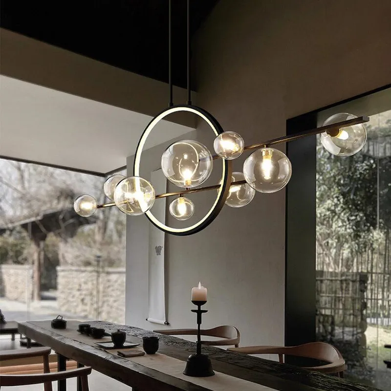 

New Design Ball Bubble LED Chandelier Hall Parlor Hanglamp Restaurant Kitchen Bar Lighting Fixtures G9 110-220V Loft Deco