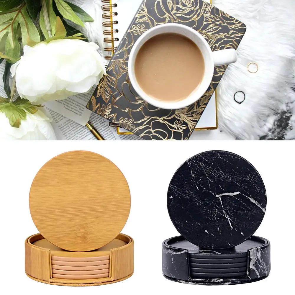 

6PCS coaster rounded edge with storage shelf Reusable coaster for kitchen utensils such as water glasses and beverages