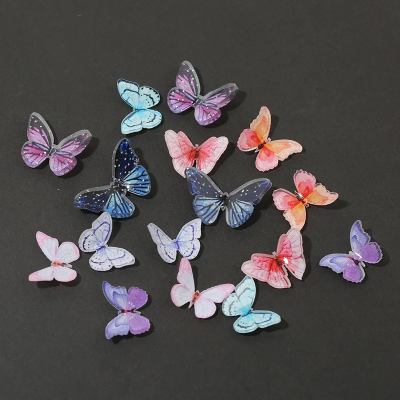

10Pcs/lot Mini Colorful Acrylic 3D Butterfly Nail Art Manicure Decoration Flatback Resin Cabochon Crafts DIY Jewelry Accessories