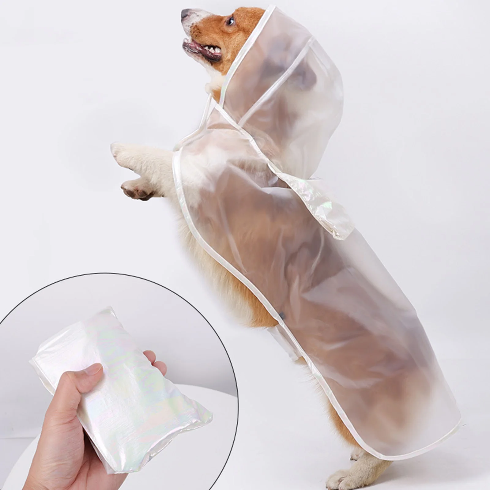 

Pet Dog Raincoat Lightweight Rain Jacket Poncho Hoodies Adjustable Clear Waterproof Rain Coat for Small Dogs