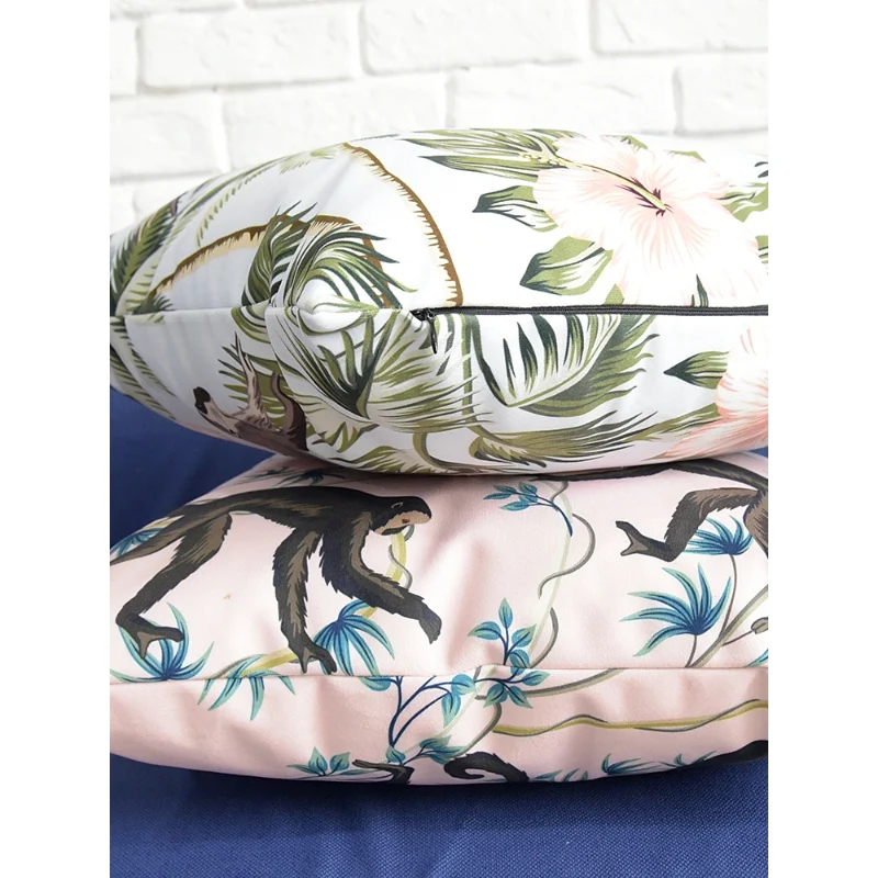 Чехол для подушки DUNXDECO декоративный с изображением леса джунглей обезьяны слона