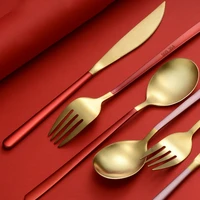 steak knife upscale western style food tableware suit gold spoon fork suit stainless dinnerware set reusable cutlery set