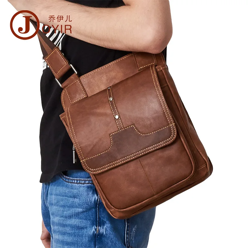 Leather MEN'S Bag Wholesale Full-grain Men's Shoulder Korean-style New Style Casual Verticle Cross-body |