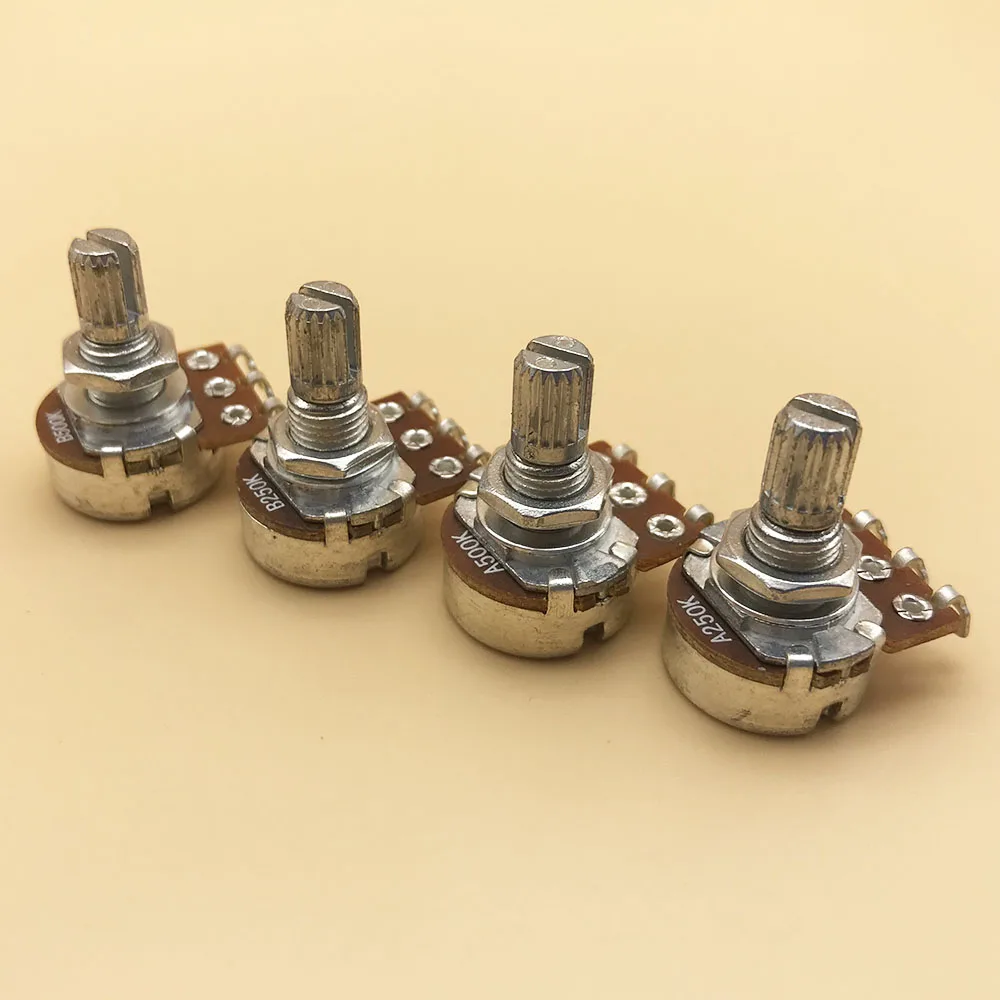 4 stücke lange split welle elektrische gitarre potentiometer töpfe volume tone control töpfe a250k b250k a500k b500k free global shippi