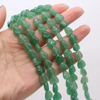 20pcs fashion heart shape natural green aventurine loose stone beaded for making necklace bracelet accessories 10x10x5mm