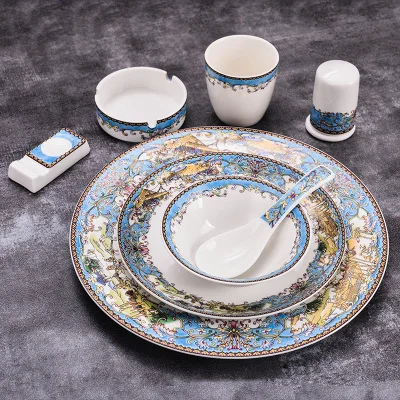 Тарелка для стейка отеля керамическая тарелка в стиле ретро с золотой отделкой