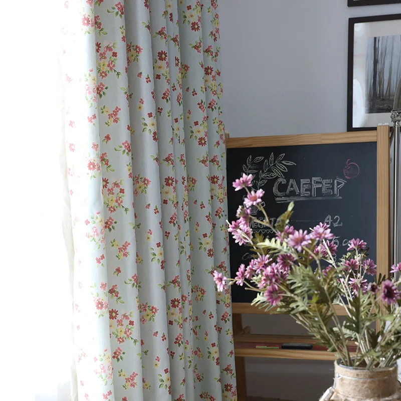 

Korean Garden Fresh Small Floral Cotton Cloth Imitation Girls Bedroom Den Windows and Curtains The Living Room Balcony