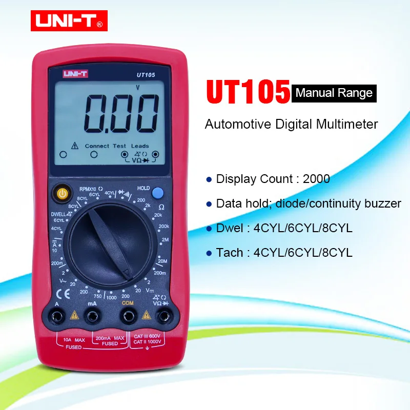 UNI T UT105/UT107 LCD Автомобильный ручной мультиметр AC/DC вольтметр тестер измерители с