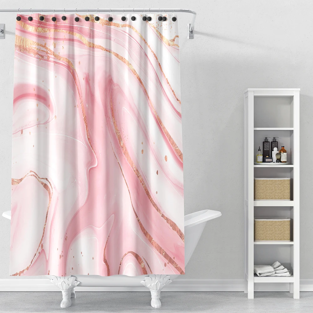 

Customize 3D Print Luxury Marble Pattern Waterproof Shower Curtains Modern Fashion Toilet Bathroom Home Decoration Adult Girls