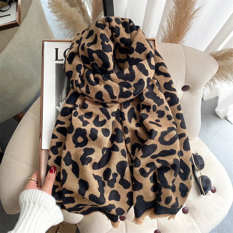 

Luxury Brand 2021 Cotton Scarf Women Large Shawls Pashmina Hijab Foulard Echarpe Design Print Lady Leopard Stole Head Scarves