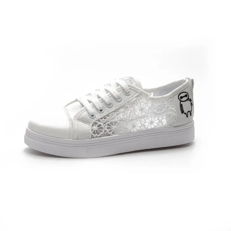 

Small white shoes women's summer new student fashion lace mesh breathable wisp of empty flat lace-up sports and leisure shoes