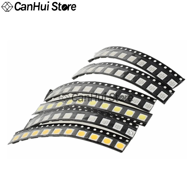 

100pcs 5050 SMD LED Emitting Diode Lamp Chip Warm/Cool White Red Green Blue Yellow Pink Purple UV Orange RGB SMT Light Beads