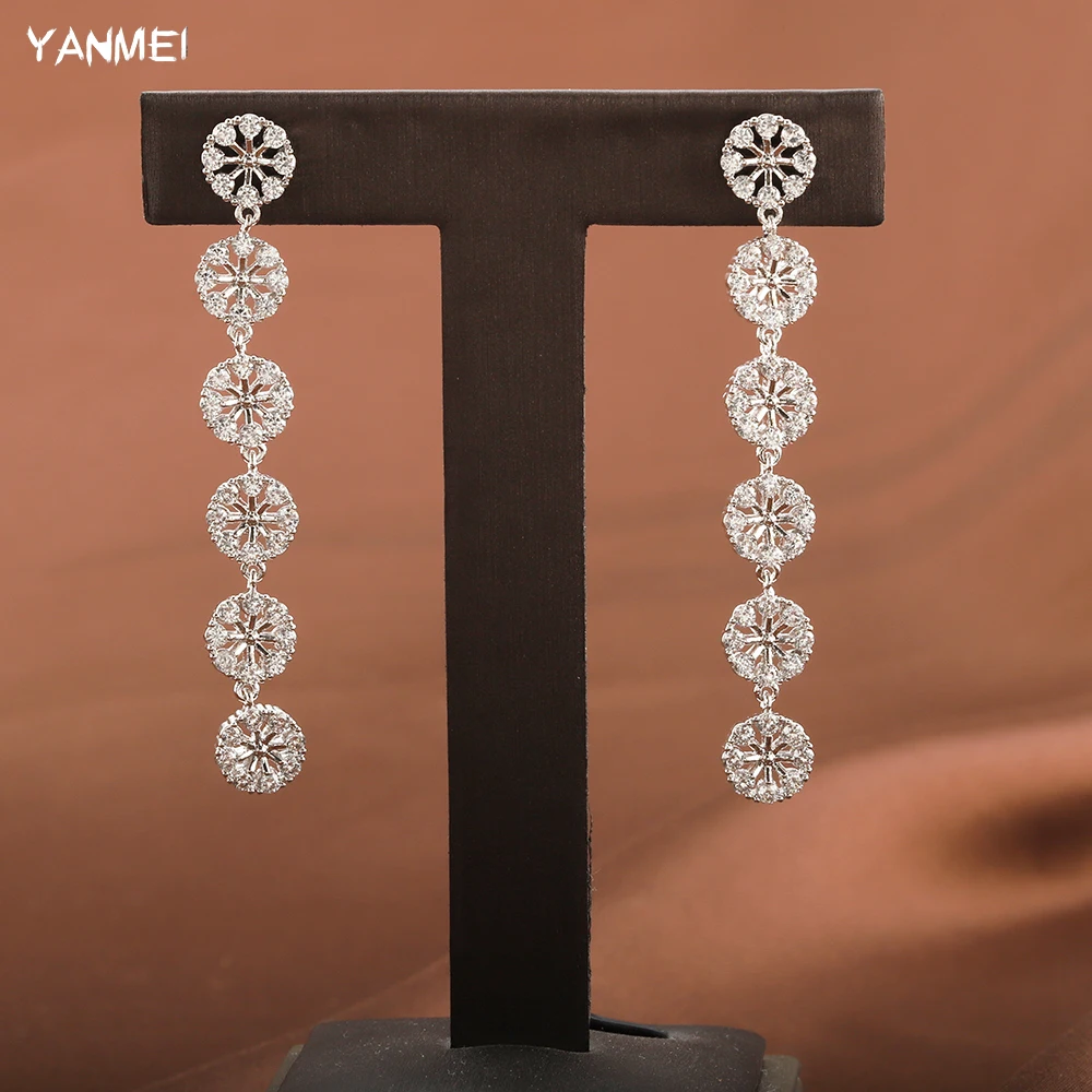 

Fashionable Long Sun Flower Ear Chain Elegant Ladies Gift Beautiful Bridal Jewelry Aretes De Mujer сережки для подростков