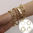 Женский винтажный браслет-цепочка в стиле хип-хоп, модный толстый браслет с железной цепочкой, Набор браслетов, ювелирные изделия в стиле панк