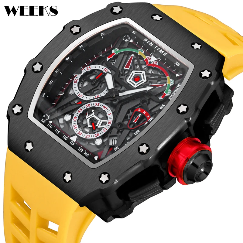 

Luxury Top Brand Military Watch Men Hip Hop Cool Man Black Yellow Mens Watches Male Tonneau Clock Reloj Hombre Relogio Masculino