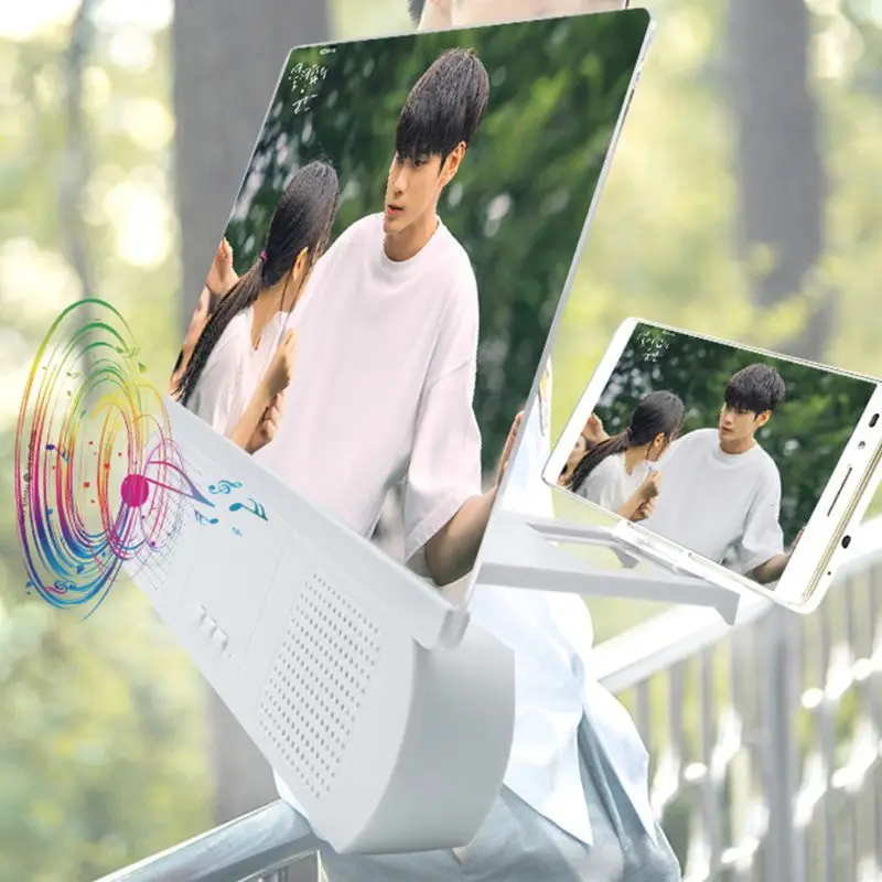 

Folding Curved Enlarged 10inch Mobile Phone Magnifier 3D Screen Video HD Movie Amplifying Projector Stand Bracket with Speaker