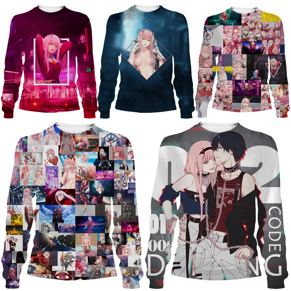 

HOXIXIB Darling In The Franxx Tops 3D Print Manga Cartoon Sexy Girl ZERO TWO Anime Loli Hentai Design Men Shirt Women Sweatshirt