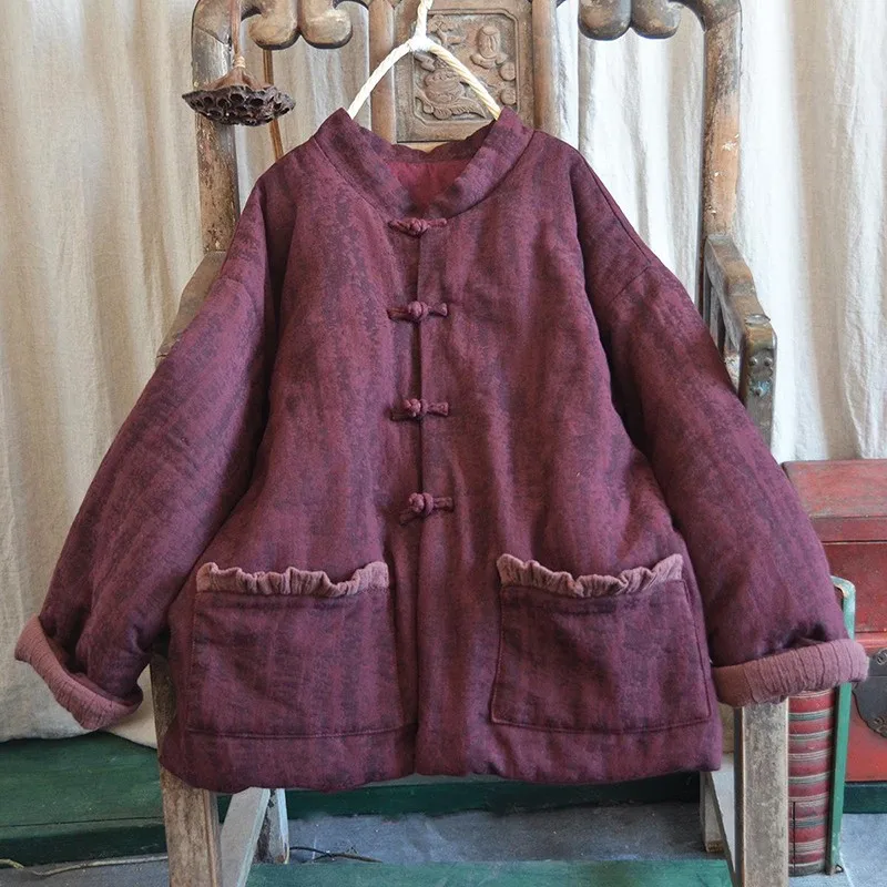 Женское однобортное пальто из хлопка и льна повседневное свободное теплое с