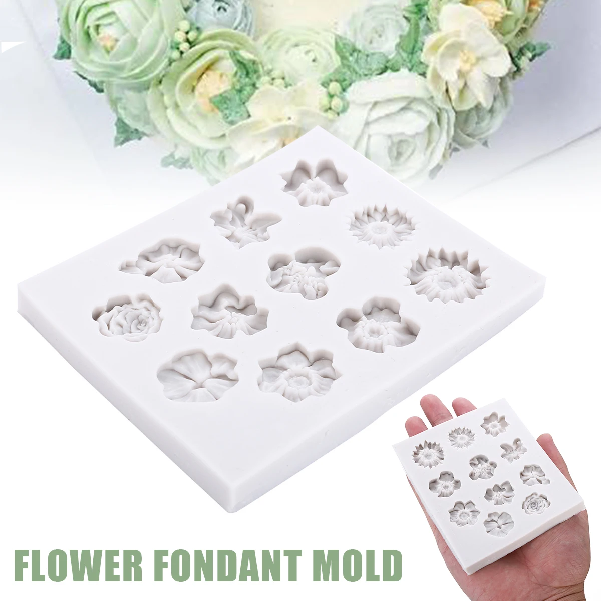 Силиконовая Цветочная помадная форма с 11 отверстиями цветочная сделай сам для
