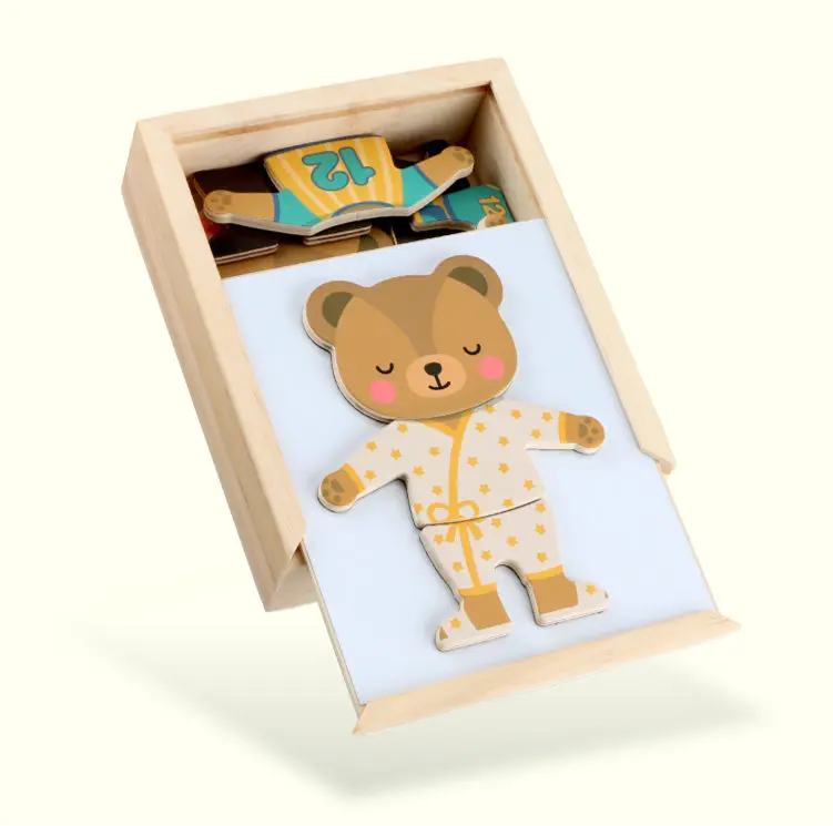 6 комплектов одежды деревянные магнитные пазлы детские развивающие игрушки