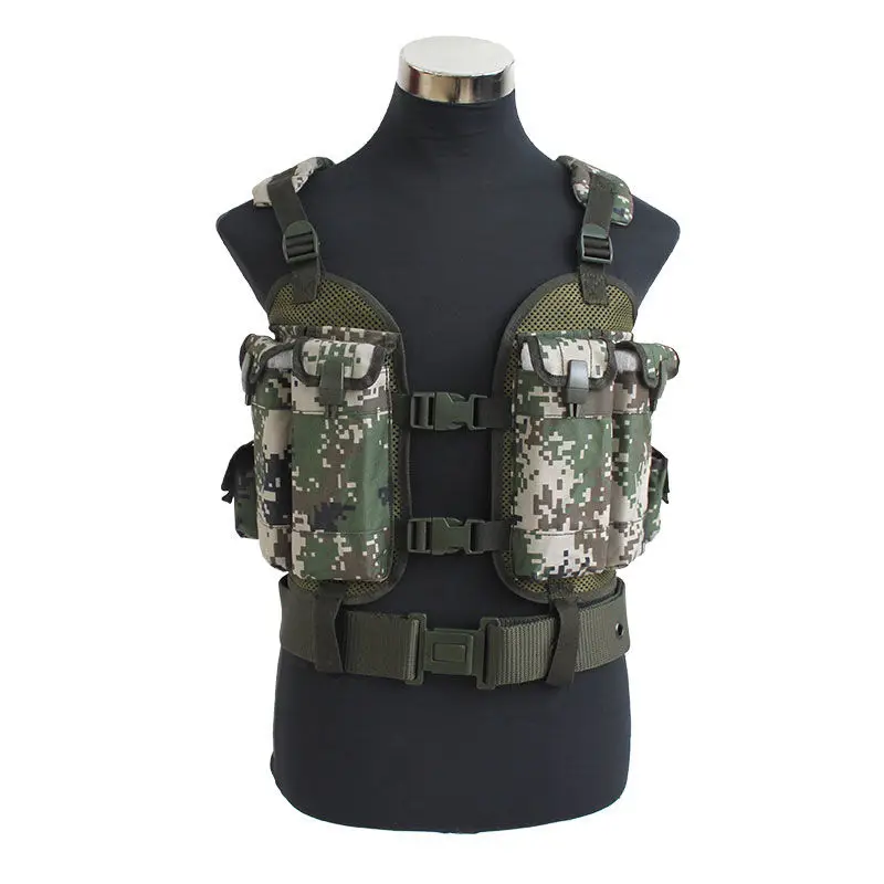 

Camouflage Tactical Vest Nylon Military Vest Chest Rig Pack Holster Tactical Harness Walkie Talkie Radio Waist Pack Army Vest