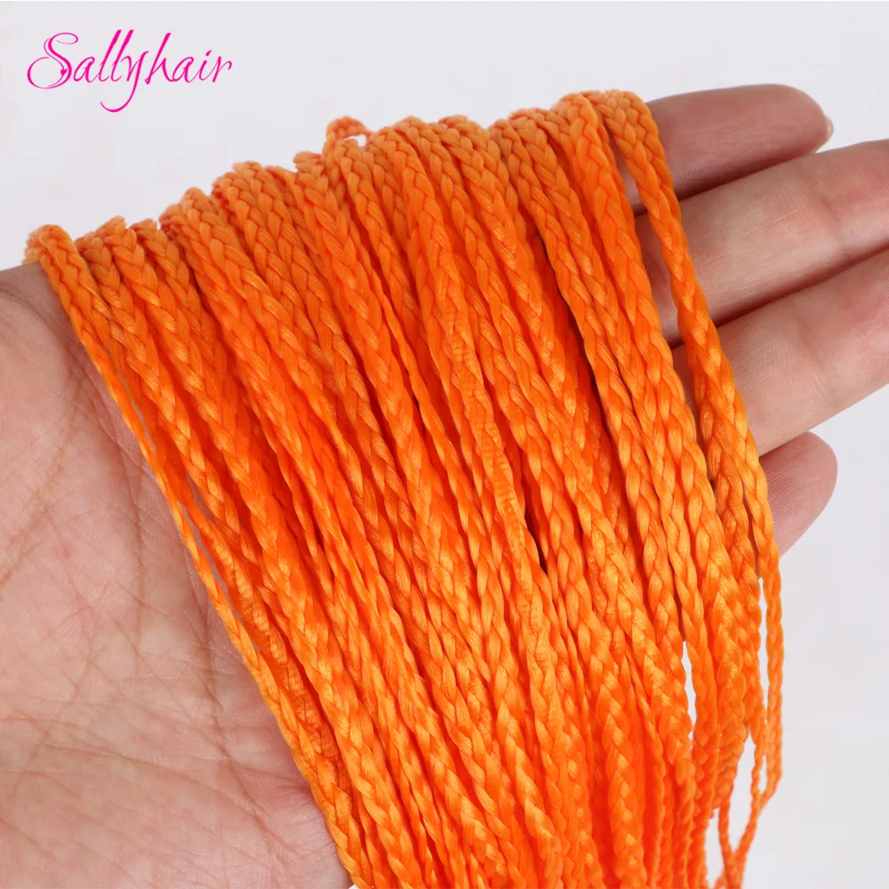 Sallyhair, Zizi, косички, вязанные крючком, коробка, косички, цветные синтетические волосы для наращивания, жук, серый блонд, вязанные волосы, 48 прядей/упаковка - Цвет: Orange