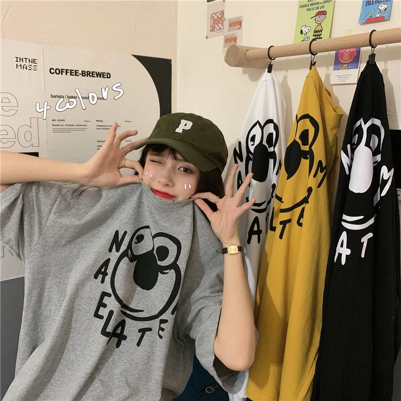 Футболка женская с коротким рукавом маленький школьный сезон Свободный Топ в