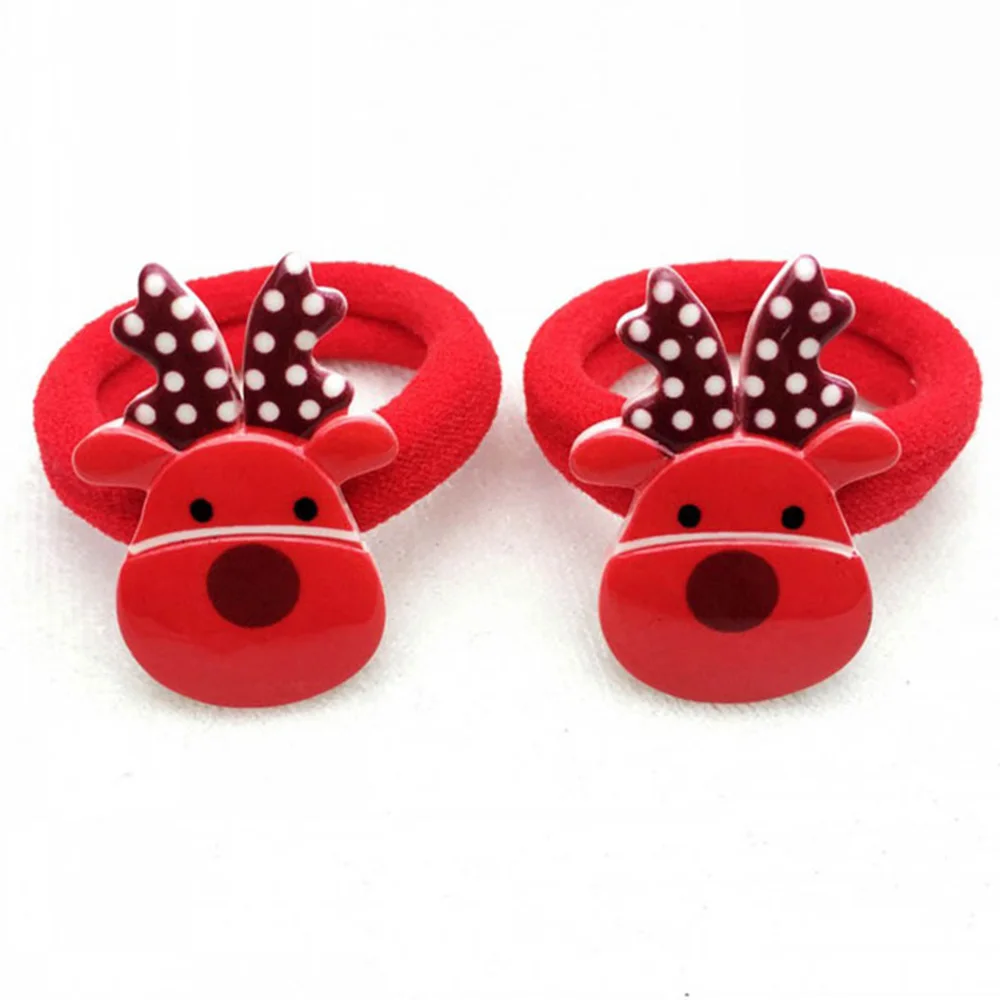 

2PCS/Pair Baby Girls Christmas Hair rope Tree Santa Bell Snowman Kids Elastic Hair band Accessories