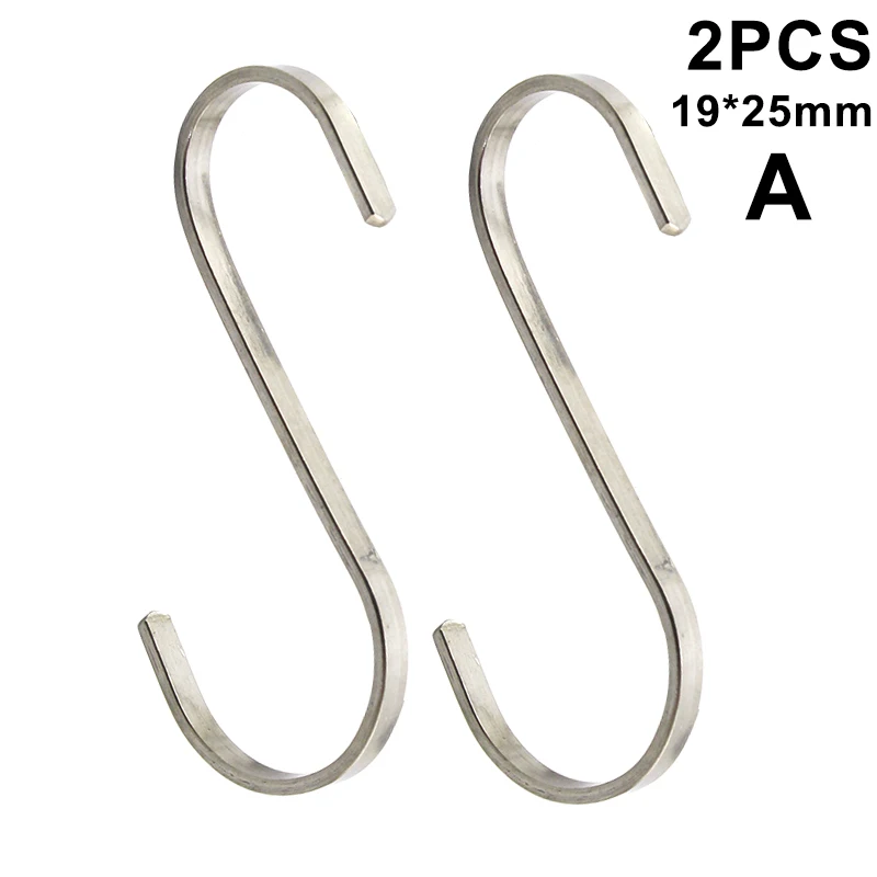 

2 Pcs Stainless Steel S Hooks Hanging Clothes Umbrella Kitchen Sundries Hanger I88