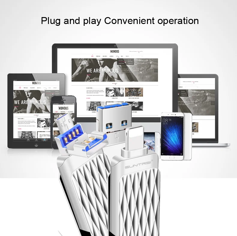Suntrsi 32 Гб 2,0 USB флэш-накопитель OTG 3 в 1 64 ГБ для смартфона 7/8/x/xr/Android/ipad Флешка высокая скорость