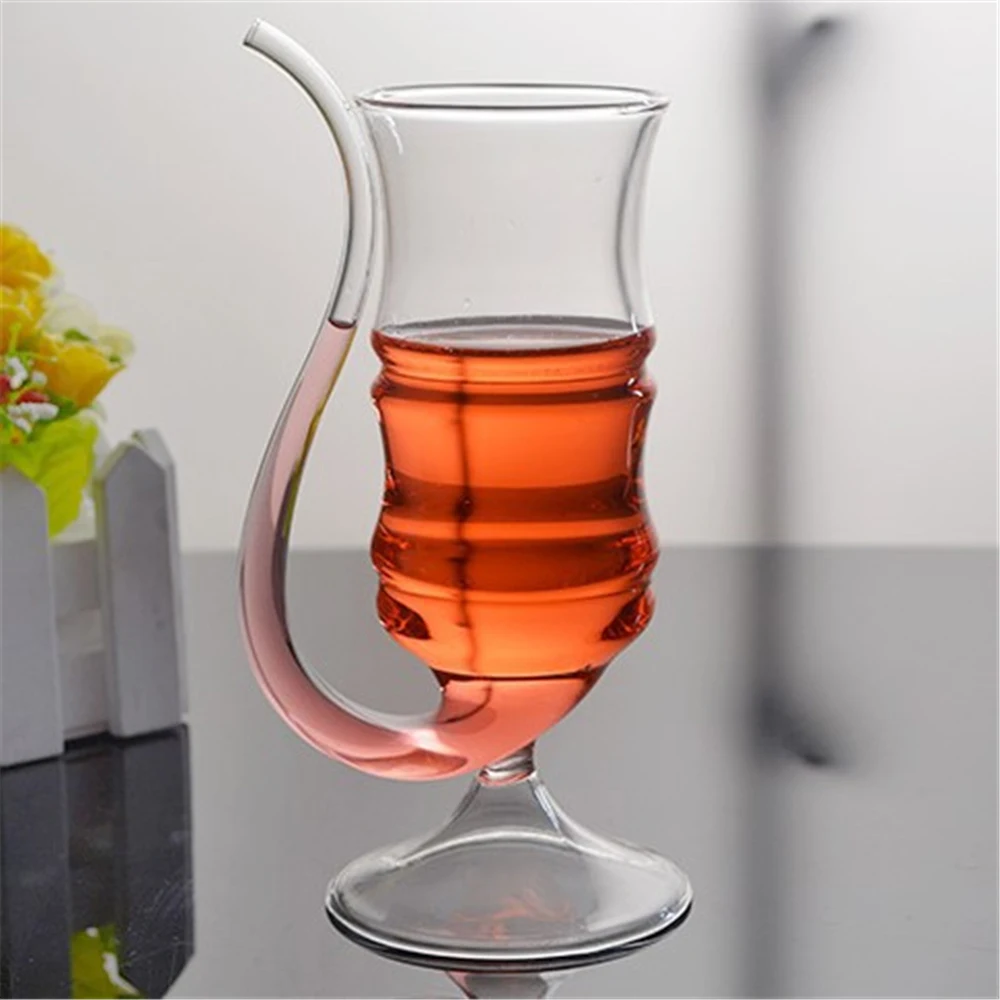 

Creative Screw Spiral Straw Molecular Cocktail Glass Bar Party Wine Glass Martini Champagne Glass Wine Glass Charm for Home Bar
