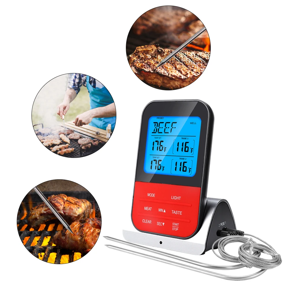 

Dual Probe Digital -20 to 250C Wireless BBQ Meat Water Milk Thermometer with Timer Temperature Alarm Kitchen Cooking Tools