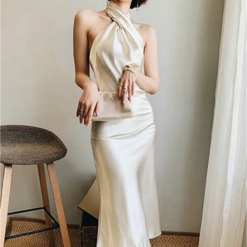 

hirigin Spring Summer Women Sleeveless Halter Sexy Mini Bodycon Dress Fashion Ladies Casual Streetwear Club Party Vestido