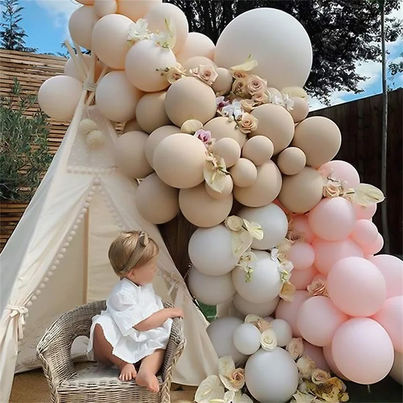 

134Pcs/Set Skin Pink Balloons for Wedding Decoration Latex Round White Balloons for Kids Baby Shower Birthday Party Supplies