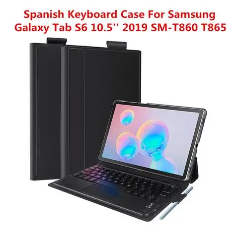 США/RU/спа/клавиатура чехол для Samsung Galaxy Tab S6 10,5 дюймов T860 T865 чехол с откидной подставкой bluetooth-клавиатура для планшета чехол - Цвет: Spanish keyboard