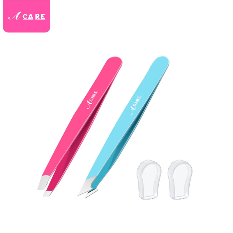 Pink Plus Blue Пинцет для удаления волос из нержавеющей стали пинцет для бровей розовый Наклонный черный наконечник для лица безвредный Макияж инструмент для красоты Серебряный - Цвет: Pink Plus Blue