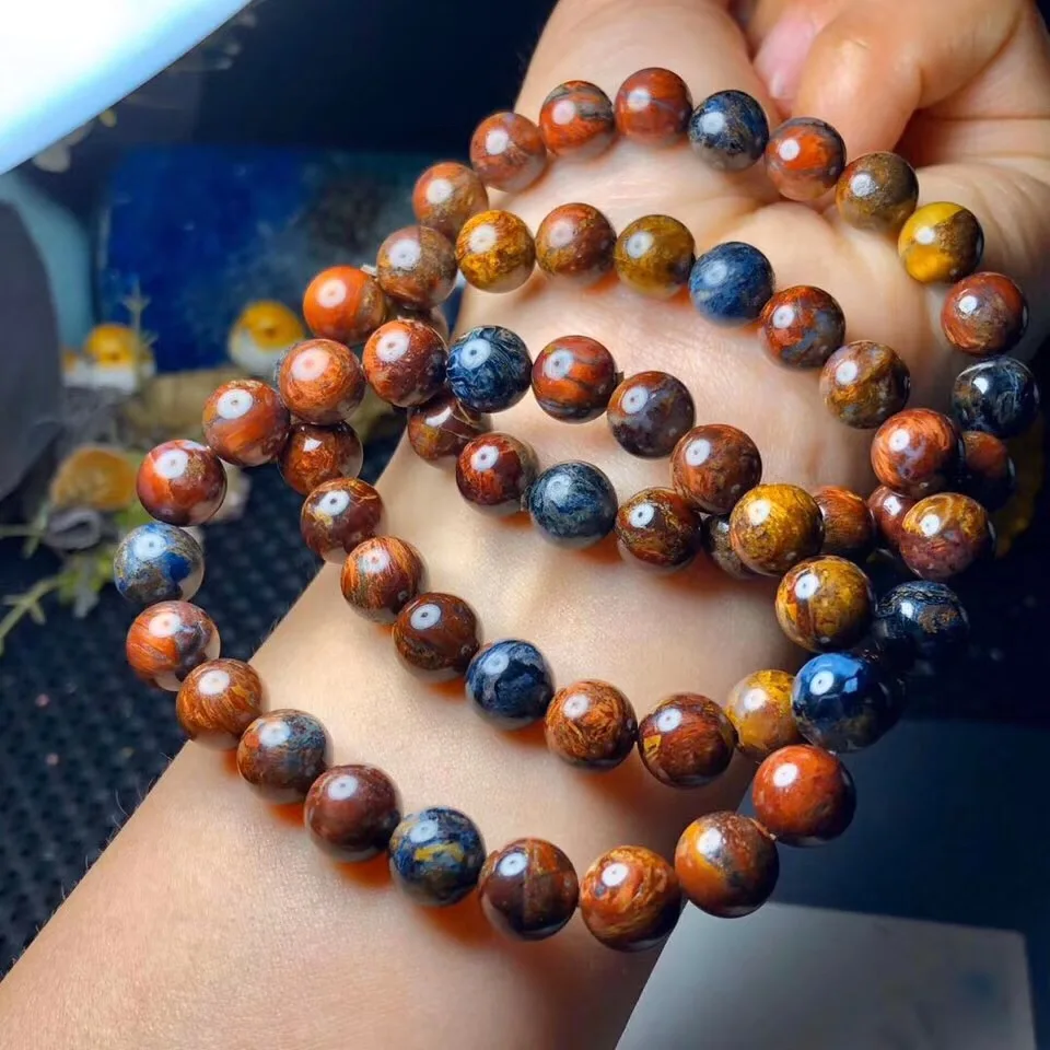 

9mm Genuine Natural Pietersite Bracelet For Woman Man Crystal Yellow Red Blue Round Beads Energy Stone Stretch Jewelry AAAAA