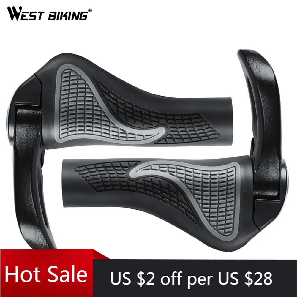 

WEST BIKING 1Pair Bicycle Grip MTB Bike Anti-Skid Handlebar Grips Rubber Outdoor Cycling Ergonomic Bar End Cycling Parts Grips