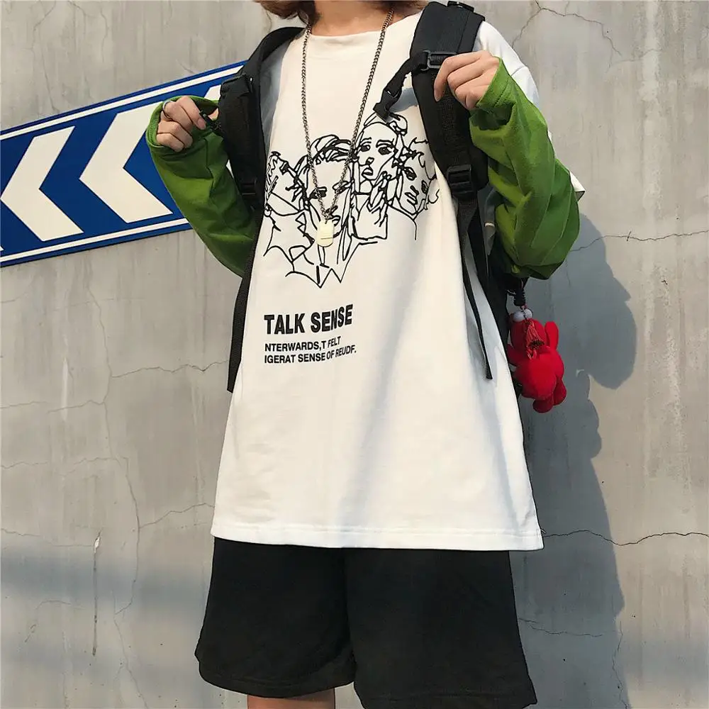 Женские толстовки в японском стиле Харадзюку Ulzzang с буквенным принтом Ретро