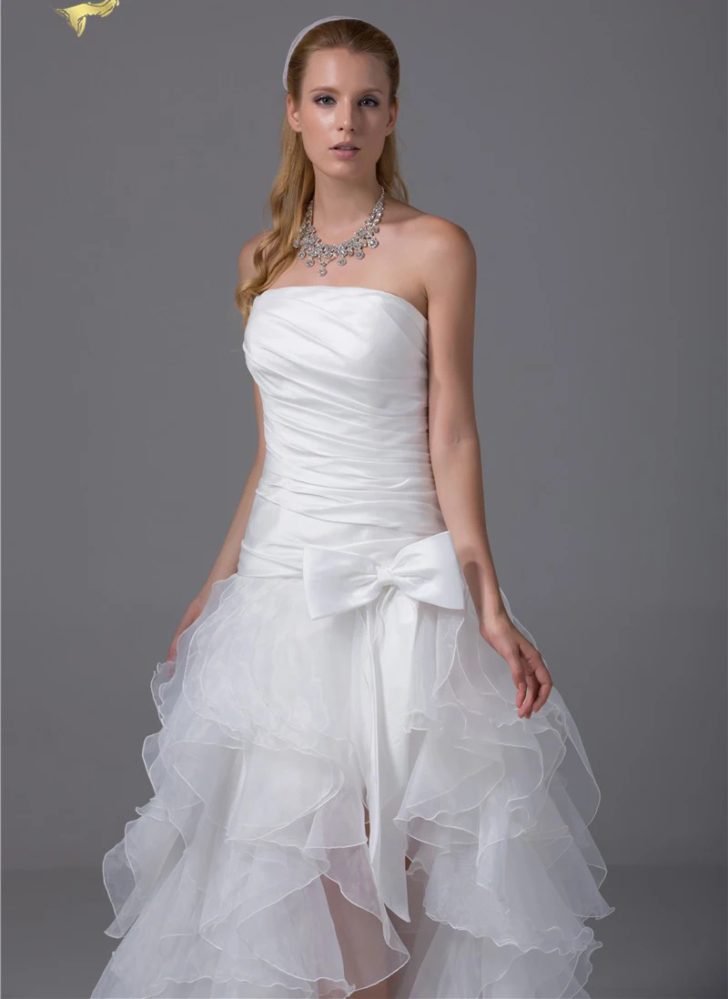 2021 Новое поступление Свадебные платья без бретелей Vestidos De Noiva короткое спереди и