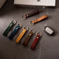leather lanyard cowhide pendant practical simple rope for mobile phone accessories car supplies single circle key ring keychains
