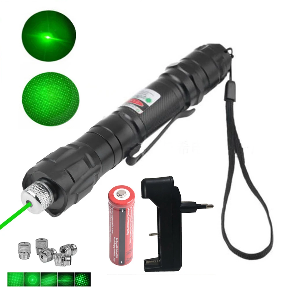 

High-Power Green Laser Pointer 500 To 5000M 5mw Green Dot Laser Pointer 5pcs Cover With Laser Sight + 18650 Battery Combination