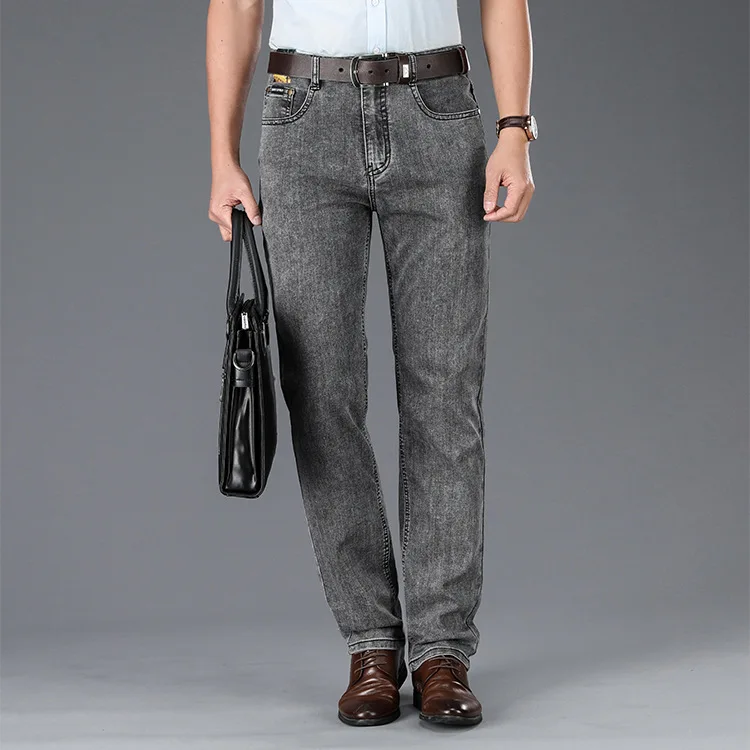 

Мужские прямые джинсы стрейч, черные повседневные Прямые брюки из денима, большие размеры, лето 2021