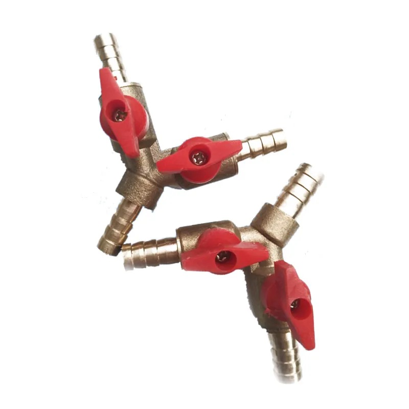 

Three-way Shut-off Ball Valve/ Brass Y-type Ball Valve Valve Clamp Connector Hose Barb Fuel Gas 5/16 Inch 8/10 Mm for Garden XD