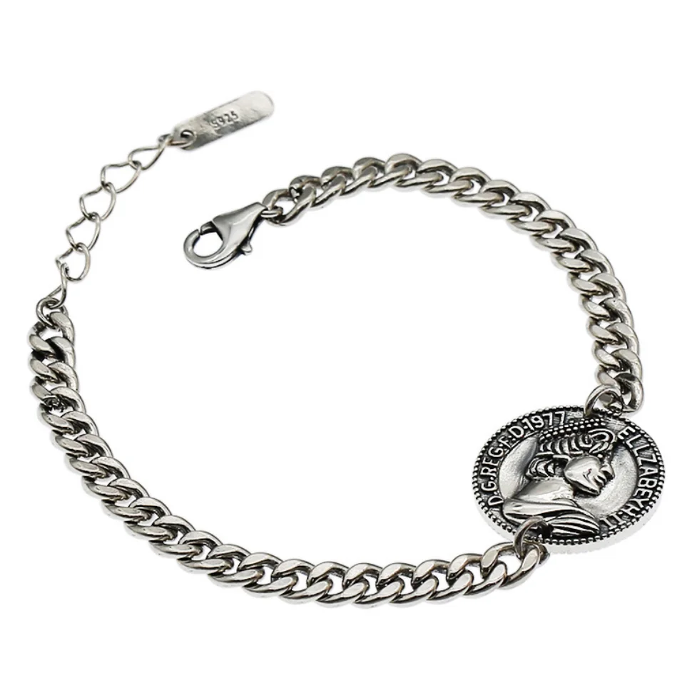 

925 sterling silver jewelry retro simple atmosphere European style Saint Romania bracelet women gift
