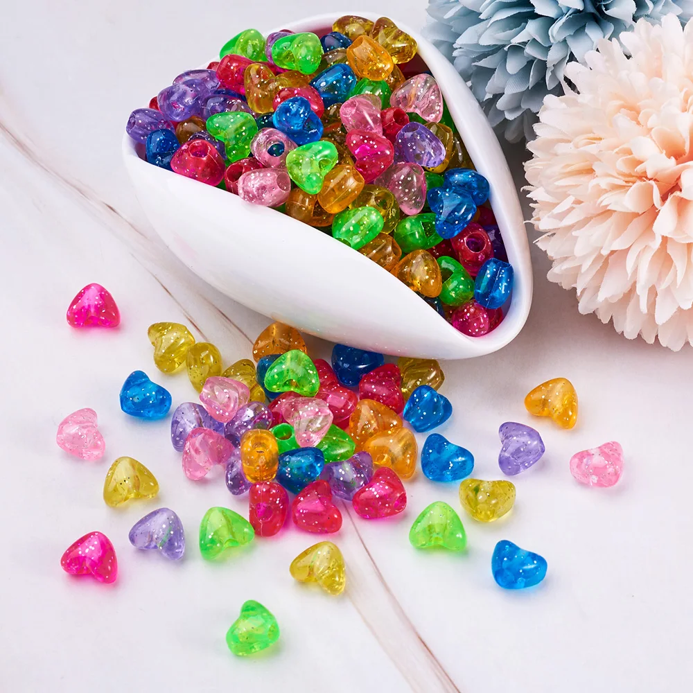 Прозрачные Акриловые Бусины многоцветные Хрустальные Блестки в форме сердца для