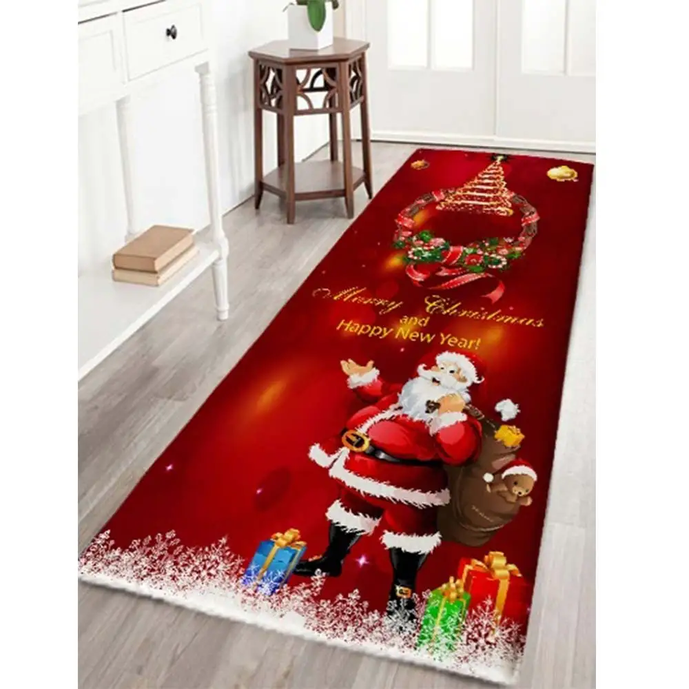 

Flannel Pad Xmas Comfortable Decor Festival Santa Claus Colorful Floor Rug Home Christmas Ornament