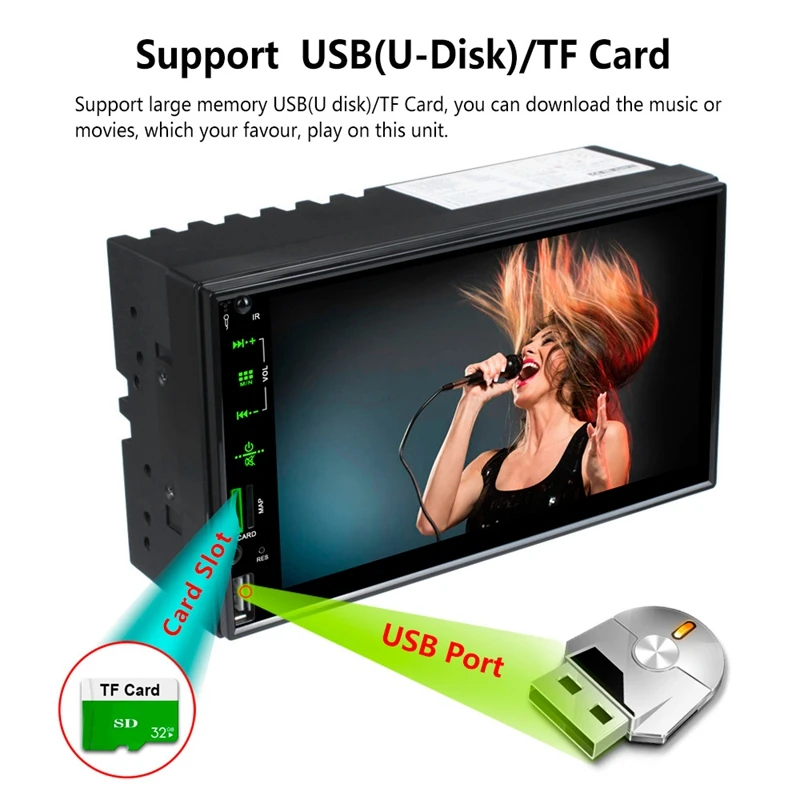 

7 Inch Universal 2 DIN Car Multimedia Player Car Radio Bluetooth Auto Stereo USB FM AUX Mirrorlink