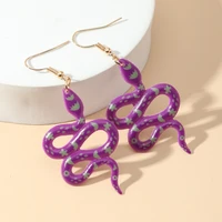 fashion personality purple snake dangle earrings creative punk twisted snake earrings for women fine jewelry girls hook earrings